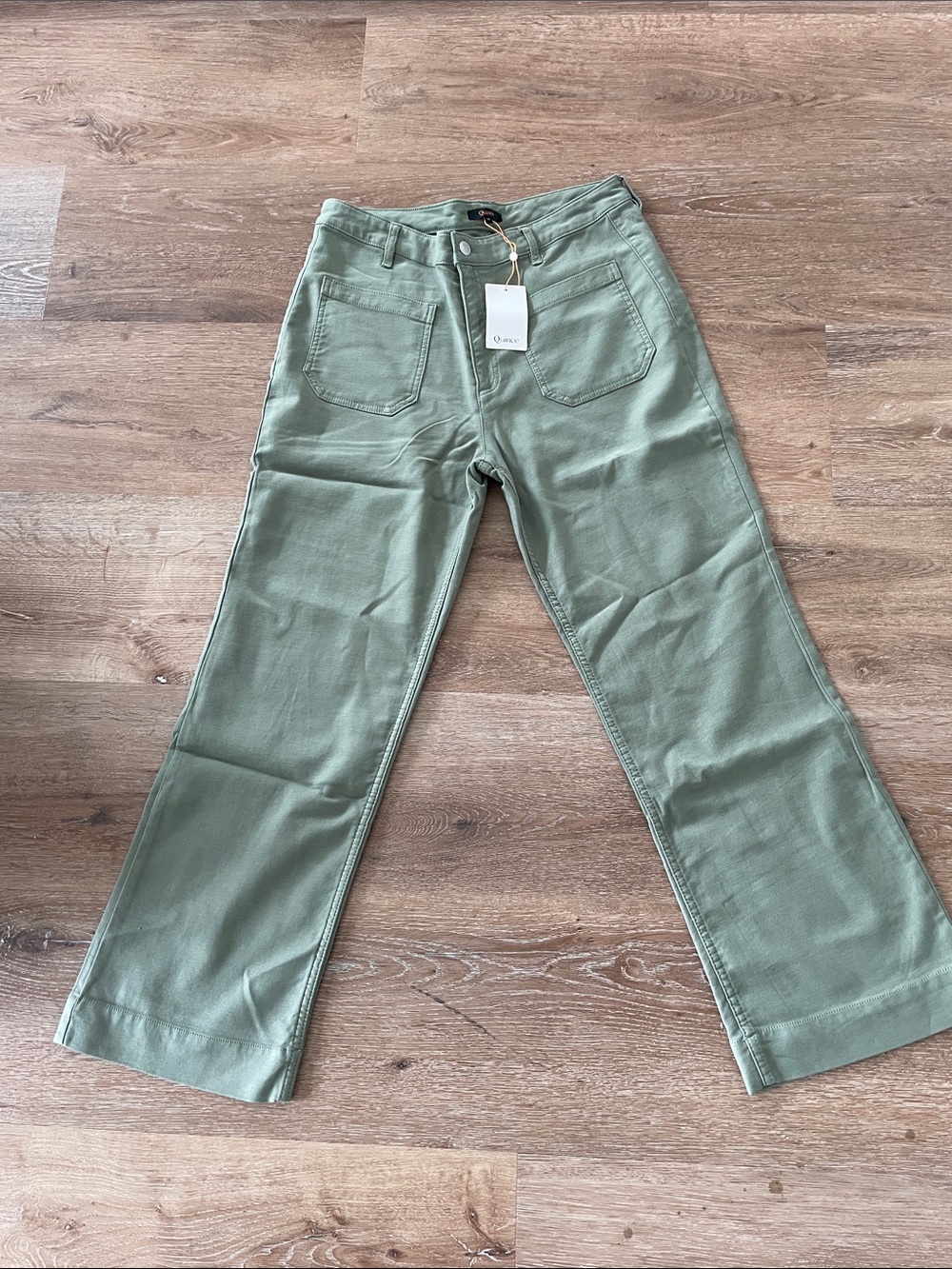 Quince Olive Green Wide-Leg Women's Pants